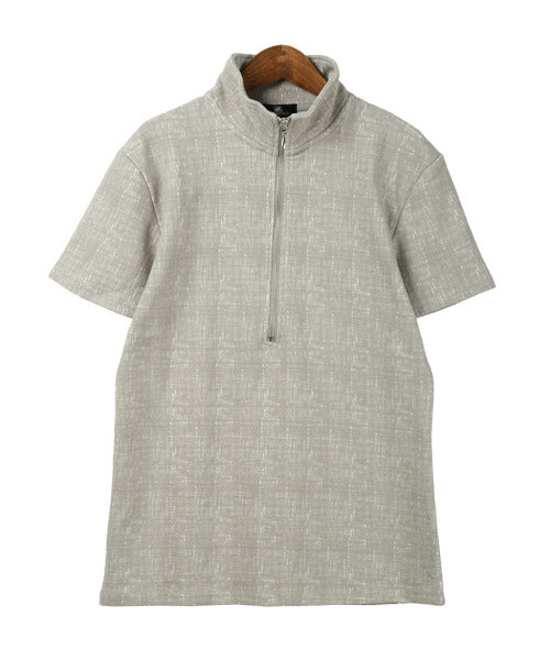 ラグスタイル LUXSTYLE モザイクジャガードハーフジップ半袖ポロシャツ/ポロシャツ メンズ モザイクジャガード 半袖 ハーフジップ BITTER ビター系