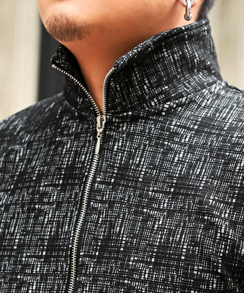 ラグスタイル LUXSTYLE モザイクジャガードハーフジップ半袖ポロシャツ/ポロシャツ メンズ モザイクジャガード 半袖 ハーフジップ BITTER ビター系