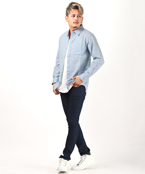 ラグスタイル LUXSTYLE ダンガリーシャツ/長袖シャツ メンズ 長袖 ダンガリーシャツ レギュラーカラー