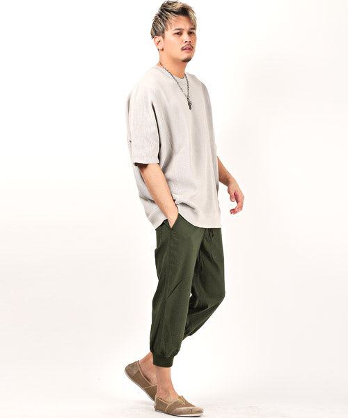 ラグスタイル LUXSTYLE 綿麻クロップドジョガーパンツ/ジョガーパンツ メンズ 綿麻 リネン クロップド丈 7分丈