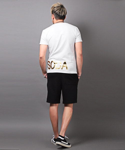 ラグスタイル LUXSTYLE RUMSODA箔プリントTシャツ/Tシャツ メンズ 半袖 ロゴ プリント ベア クマ