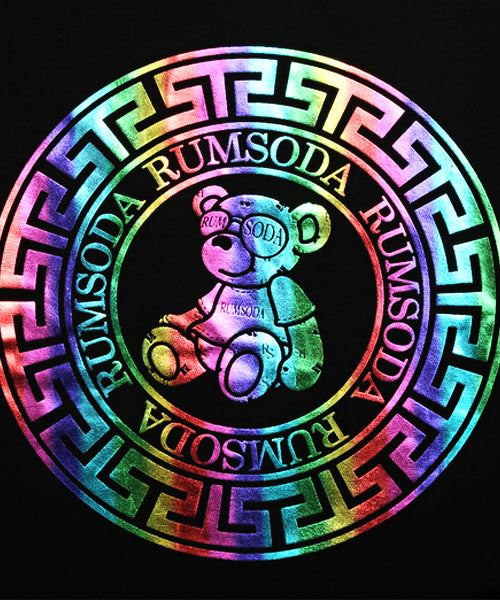 ラグスタイル LUXSTYLE RUMSODAレインボー箔プリントTシャツ/Tシャツ メンズ 半袖 プリント ロゴ レインボー箔
