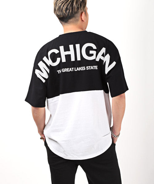 ラグスタイル LUXSTYLE 発泡バックロゴプリントBIGTシャツ/Tシャツ メンズ 半袖 ビッグシルエット 発泡プリント バック ロゴ (7ブラック×ホワイト) 7ブラック×ホワイト