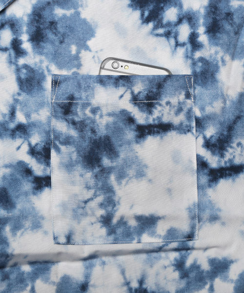 ラグスタイル LUXSTYLE タイダイ風プリントオープンカラー半袖BIGシャツ/半袖シャツ メンズ オープンカラー ビッグシルエット タイダイ プリント