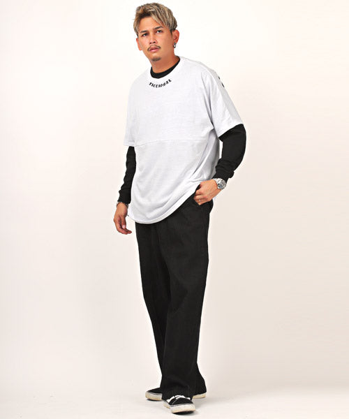 ラグスタイル LUXSTYLE バックロゴ半袖BIGTシャツ×無地ロンTアンサンブル/Tシャツ 半袖 長袖 メンズ アンサンブル レイヤード 2枚組 セット