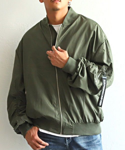 ラグスタイル LUXSTYLE 撥水ドロップショルダーMAー1ジャケット/MAー1 MA1 メンズ ジャケット ブルゾン ナイロン ビッグシルエット (カーキ) カーキ