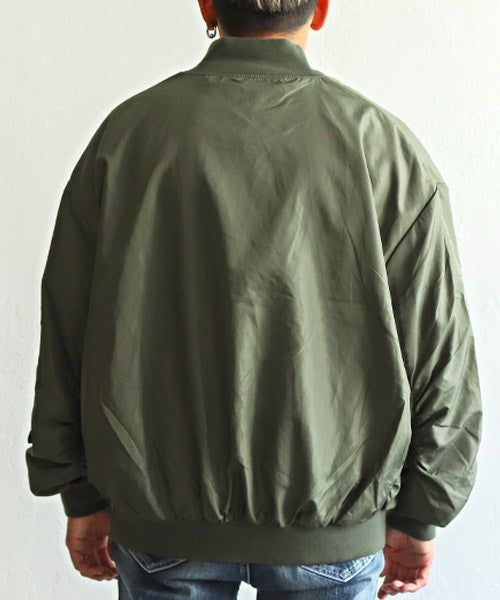 ラグスタイル LUXSTYLE 撥水ドロップショルダーMAー1ジャケット/MAー1 MA1 メンズ ジャケット ブルゾン ナイロン ビッグシルエット (カーキ) カーキ