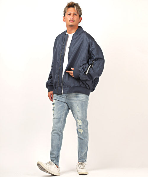 ラグスタイル LUXSTYLE 撥水ドロップショルダーMAー1ジャケット/MAー1 MA1 メンズ ジャケット ブルゾン ナイロン ビッグシルエット (カーキ) カーキ