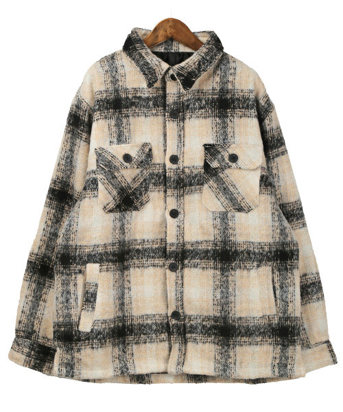 ラグスタイル LUXSTYLE 起毛チェック柄シャツジャケット/シャツジャケット メンズ チェック柄 総柄 起毛