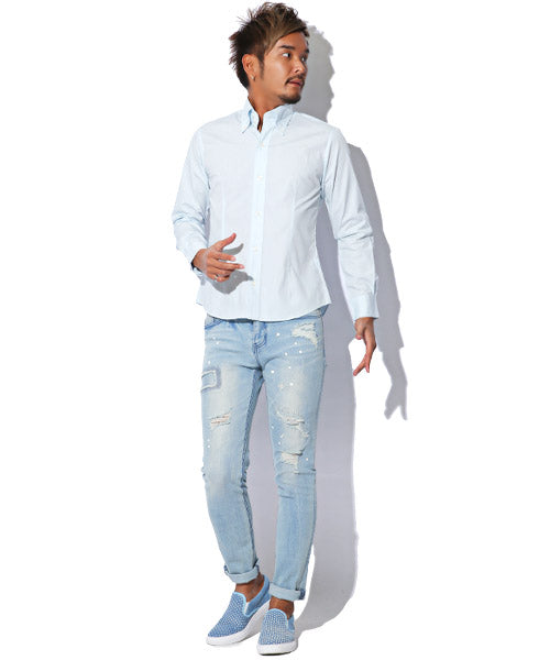 ラグスタイル LUXSTYLE 【極ーきわみー】日本製ブロードデュエボタンダウン長袖シャツ/GarsonWave シャツ メンズ 長袖 日本製 定番 BITTER ビター系