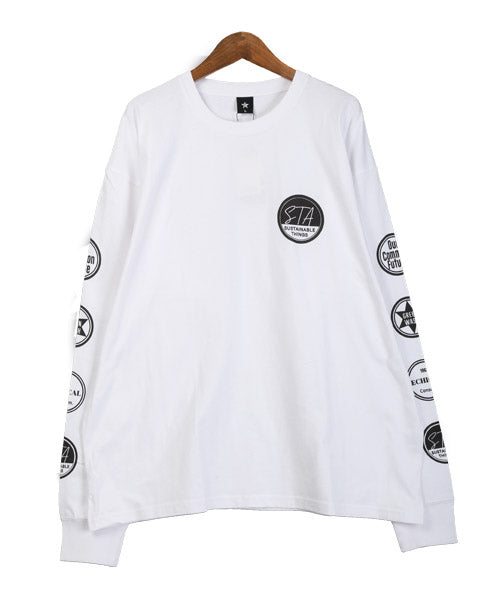 ラグスタイル LUXSTYLE TRAP/Uワッペンモチーフ袖プリントBIGロンT/ロンT メンズ 長袖Tシャツ ワッペンロゴ プリント