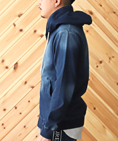 ラグスタイル LUXSTYLE カットデニムジャガードテープZIPパーカー/パーカー メンズ カットデニム ジップアップ ロゴテープ