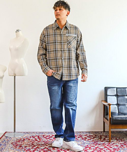 ラグスタイル LUXSTYLE ガールズフォト&ロゴプリント長袖シャツ/長袖シャツ メンズ バックプリント ガールズフォト ロゴ プリント