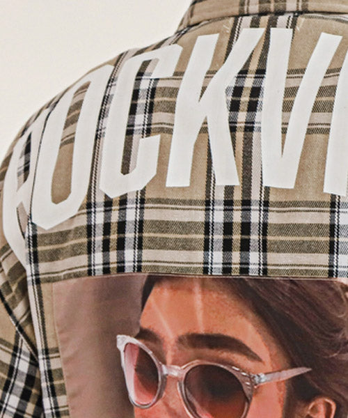 ラグスタイル LUXSTYLE ガールズフォト&ロゴプリント長袖シャツ/長袖シャツ メンズ バックプリント ガールズフォト ロゴ プリント