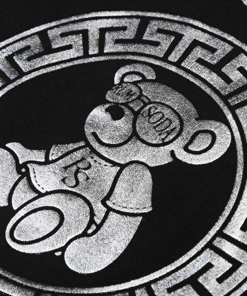 ラグスタイル LUXSTYLE RUMSODA箔プリントクルーネック半袖Tシャツ/Tシャツ メンズ 半袖 ロゴ プリント クマ テディベア 箔プリント 金 銀