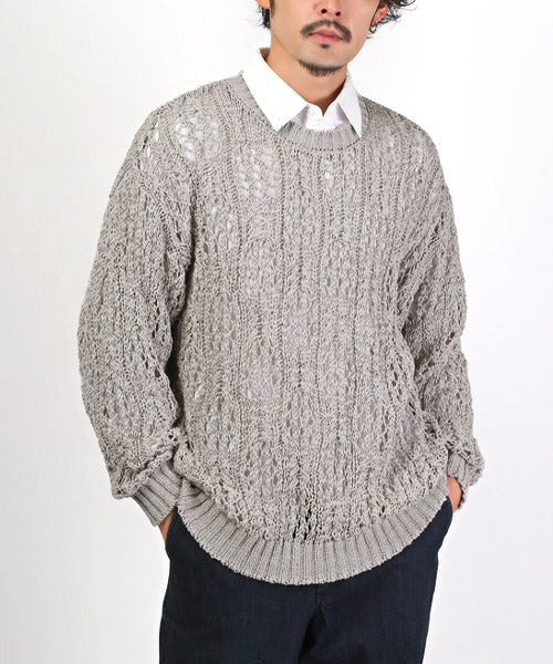 ラグスタイル LUXSTYLE テープヤーンレース編みニット/ニット メンズ レディース セーター 透かし編み レース編み 総柄 春夏