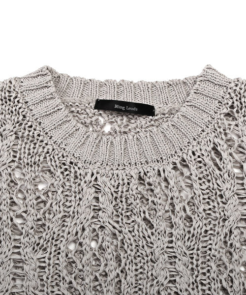 ラグスタイル LUXSTYLE テープヤーンレース編みニット/ニット メンズ レディース セーター 透かし編み レース編み 総柄 春夏