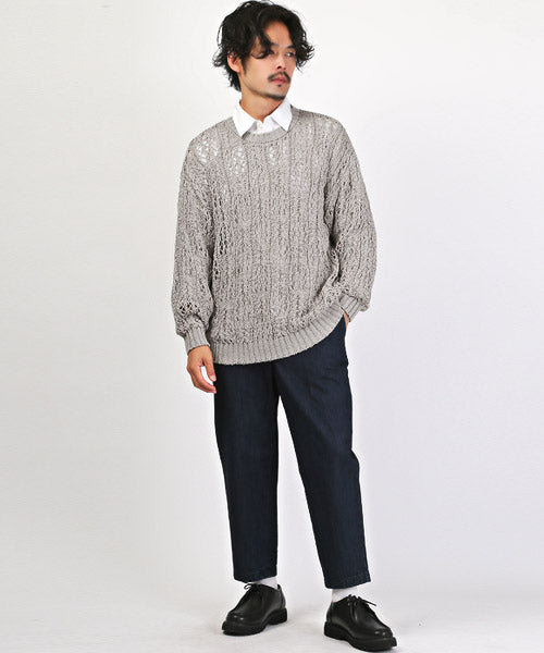 ラグスタイル LUXSTYLE テープヤーンレース編みニット/ニット メンズ レディース セーター 透かし編み レース編み 総柄 春夏