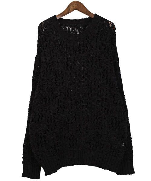 ラグスタイル LUXSTYLE テープヤーンレース編みニット/ニット メンズ レディース セーター 透かし編み レース編み 総柄 春夏