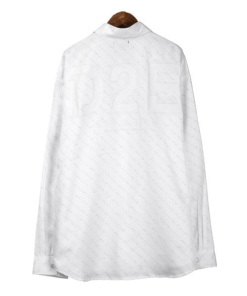 ラグスタイル LUXSTYLE 刺繍&ラバープリント総柄ロゴ長袖シャツ/長袖シャツ メンズ ロゴ プリント 総柄 刺繍