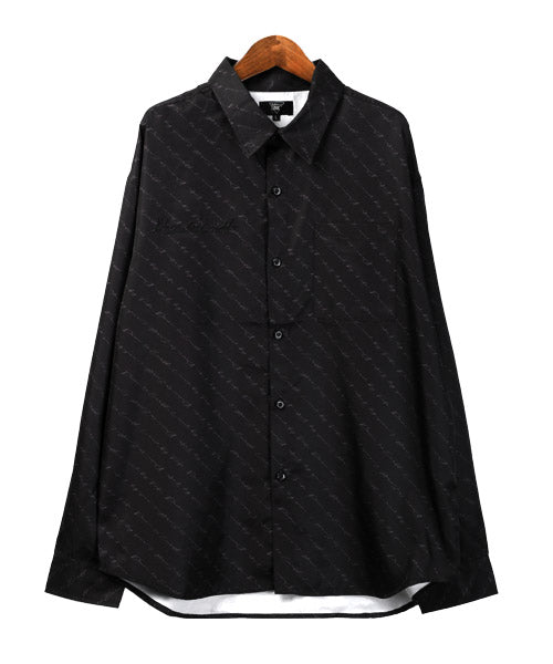 ラグスタイル LUXSTYLE 刺繍&ラバープリント総柄ロゴ長袖シャツ/長袖シャツ メンズ ロゴ プリント 総柄 刺繍