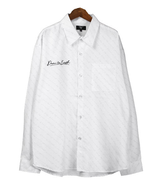 ラグスタイル LUXSTYLE 刺繍&ラバープリント総柄ロゴ長袖シャツ/長袖シャツ メンズ ロゴ プリント 総柄 刺繍