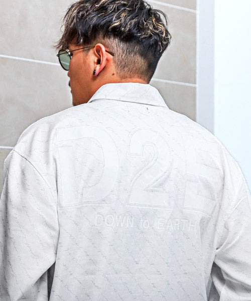 ラグスタイル LUXSTYLE 刺繍&ラバープリント総柄ロゴ長袖シャツ/長袖シャツ メンズ ロゴ プリント 総柄 刺繍