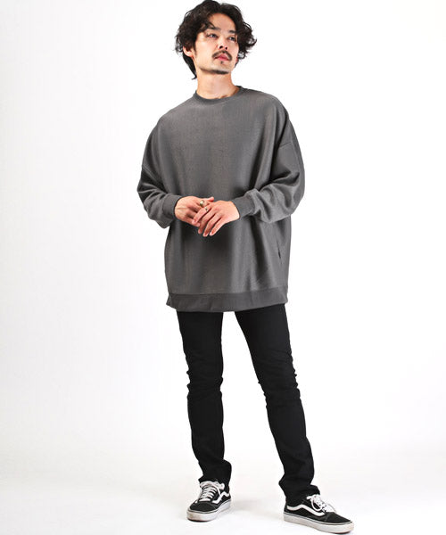 ラグスタイル LUXSTYLE ミラノリブクルーネックBIGニットソー/ニットソー メンズ ミラノリブ ニット セーター カットソー ビッグシルエット