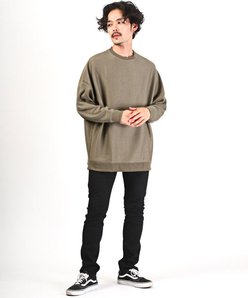 ラグスタイル LUXSTYLE ミラノリブクルーネックBIGニットソー/ニットソー メンズ ミラノリブ ニット セーター カットソー ビッグシルエット