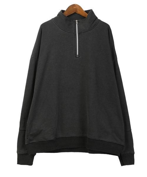 ラグスタイル LUXSTYLE インディゴ染め裏毛ハーフZIPトレーナー/トレーナー メンズ スウェット ハーフジップ ビッグシルエット 裏毛