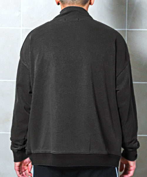 ラグスタイル LUXSTYLE インディゴ染め裏毛ハーフZIPトレーナー/トレーナー メンズ スウェット ハーフジップ ビッグシルエット 裏毛