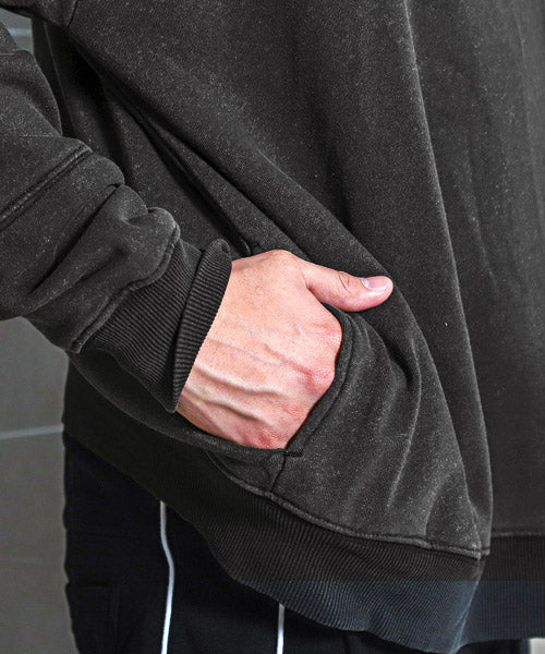 ラグスタイル LUXSTYLE インディゴ染め裏毛ハーフZIPトレーナー/トレーナー メンズ スウェット ハーフジップ ビッグシルエット 裏毛