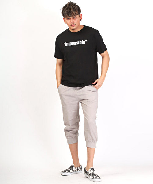 ラグスタイル LUXSTYLE Impossibleロゴプリント半袖Tシャツ/Tシャツ メンズ レディース 半袖 ロゴ プリント 英字 プリントTシャツ (ホワイト) ホワイト