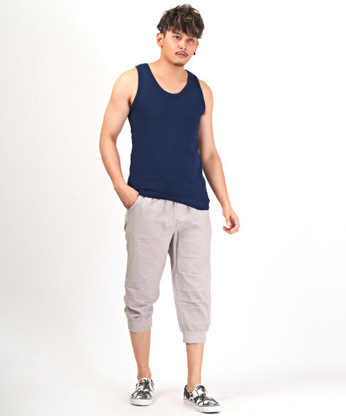 ラグスタイル LUXSTYLE スパンフライスタンクトップ/タンクトップ メンズ ノースリーブ 無地 スパン フライス ストレッチ 春夏 (杢グレー) 杢グレー