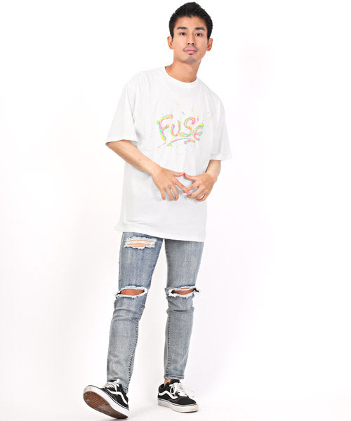 ラグスタイル LUXSTYLE マーブルロゴ発泡プリント半袖Tシャツ/Tシャツ メンズ 半袖 ロゴ マーブル 発泡プリント ぷっくり ペイント