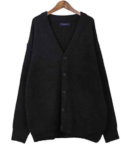 ラグスタイル LUXSTYLE フェザーヤーンカーディガン/カーディガン メンズ ニット ビッグシルエット フェザーヤーン シャギーニット モヘア (4チャコール) 4チャコール