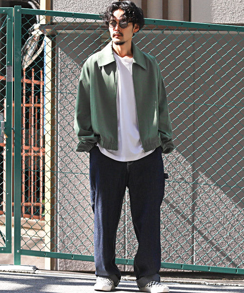 ラグスタイル LUXSTYLE ジップアップジャケット/ジャケット メンズ ブルゾン 無地 ビッグシルエット ジップアップ (ブラック) ブラック