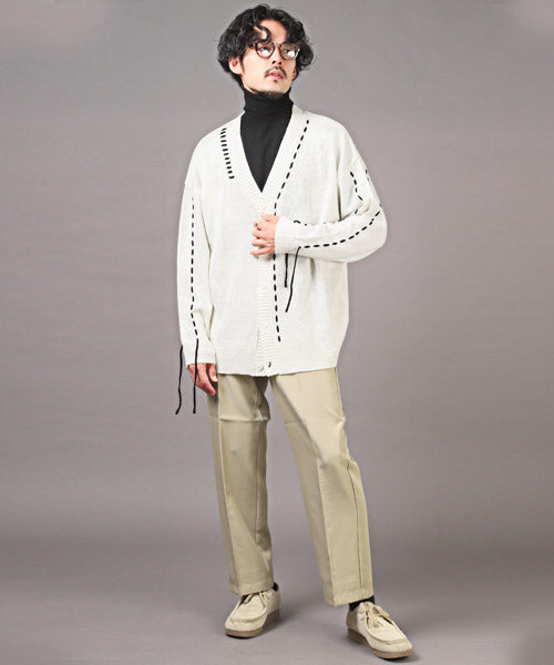 ラグスタイル LUXSTYLE ステッチデザインボタンカーディガン/カーディガン メンズ ニット オーバーサイズ ステッチ ライン ボタン