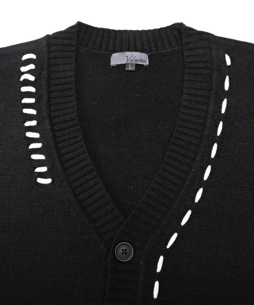 ラグスタイル LUXSTYLE ステッチデザインボタンカーディガン/カーディガン メンズ ニット オーバーサイズ ステッチ ライン ボタン