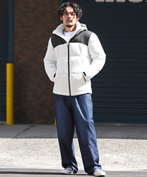 LUXSTYLE Rag Style Mid-Weight Switch Jacket / Mid-Weight Jacket Men's Blouson Hood Fake Down Warm Cold Protection