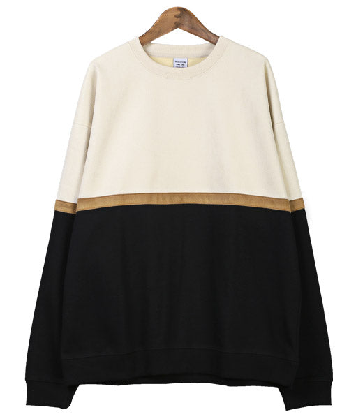 ラグスタイル LUXSTYLE ポンチスエードバイカラー切替スウェット/トレーナー メンズ スウェット スエード バイカラー 配色 異素材