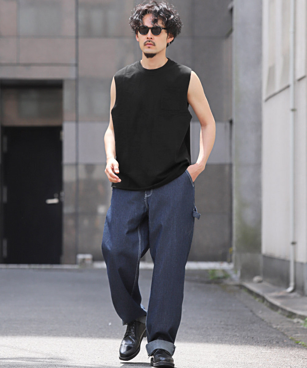 ラグスタイル LUXSTYLE ミニ裏毛クルーネックノースリーブ/ノースリーブ メンズ Tシャツ タンクトップ 夏 ビッグシルエット ミニ裏毛