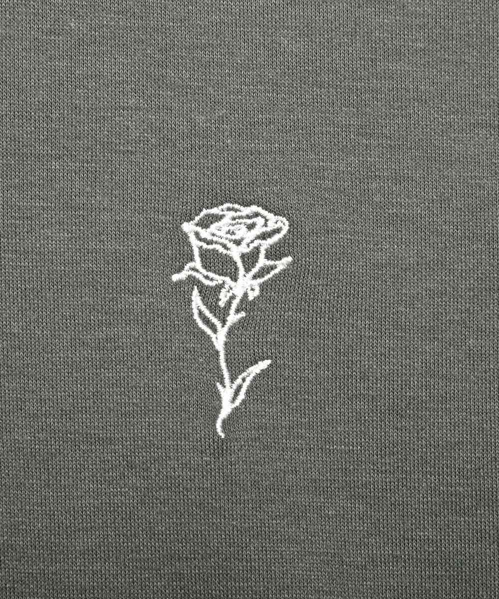 拉格風格 LUXSTYLE 半拉鍊刺繡立領短袖T恤/T恤 男士 短袖 半拉鍊 ZIP 玫瑰 刺繡 標誌 上衣 立領