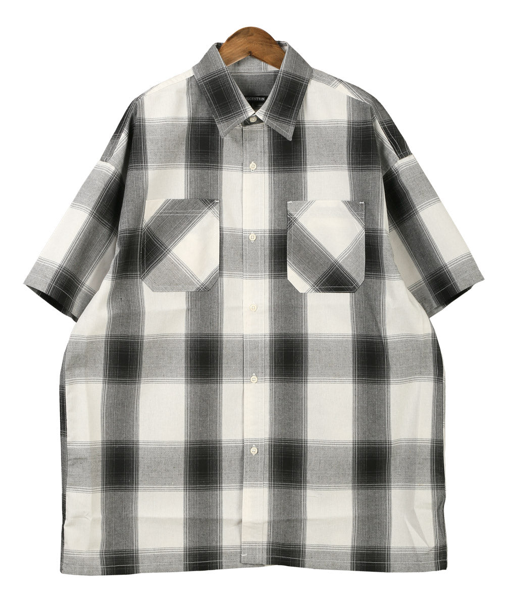 ラグスタイル LUXSTYLE 接触冷感オンブレチェック半袖シャツ/半袖シャツ メンズ チェックシャツ ビッグシルエット 春夏 全4色 接触冷感