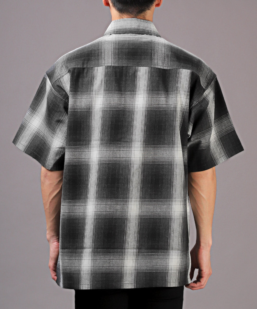 ラグスタイル LUXSTYLE 接触冷感オンブレチェック半袖シャツ/半袖シャツ メンズ チェックシャツ ビッグシルエット 春夏 全4色 接触冷感