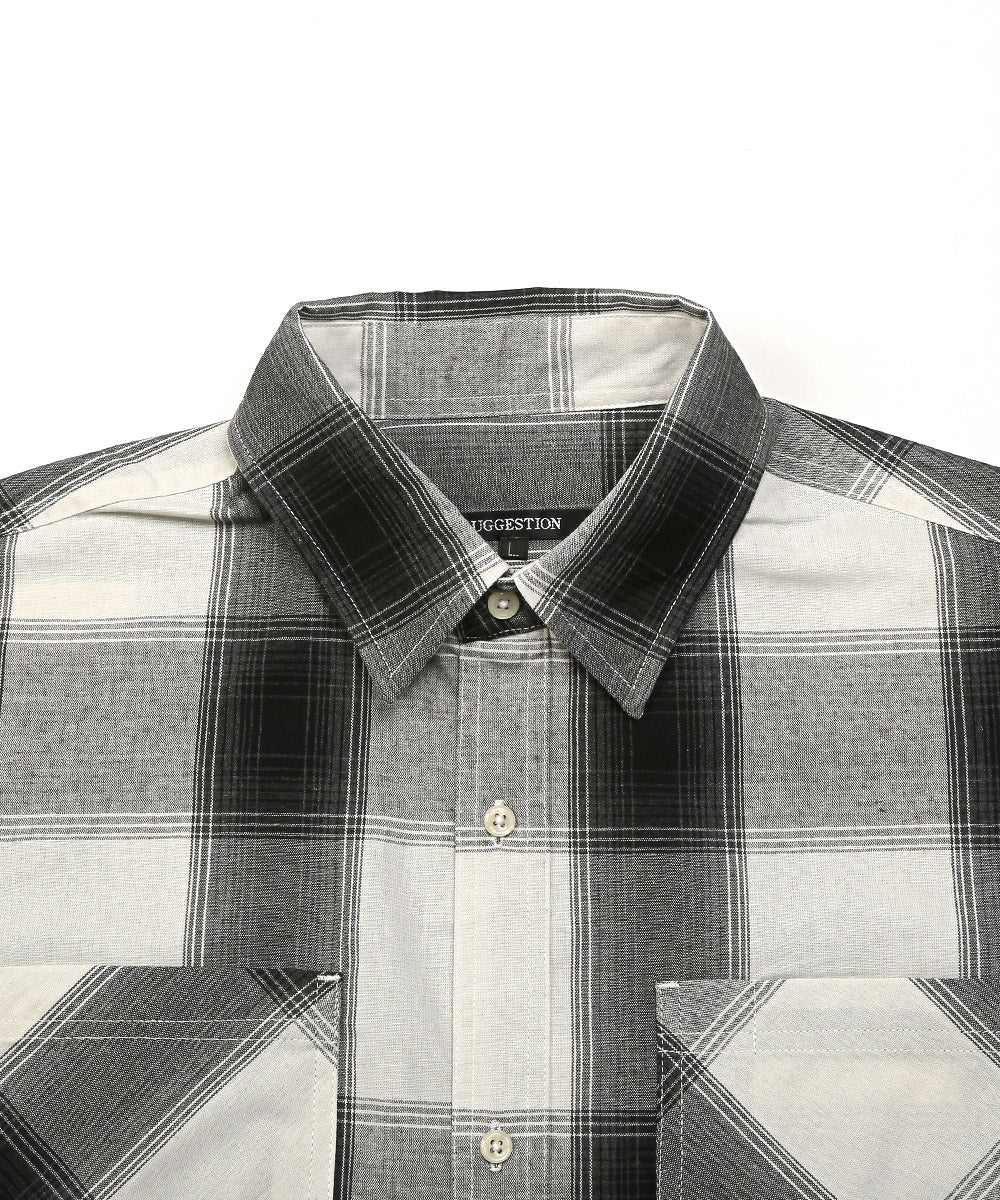 ラグスタイル LUXSTYLE 接触冷感オンブレチェック半袖シャツ/半袖シャツ メンズ チェックシャツ ビッグシルエット 春夏 全4色 接触冷感