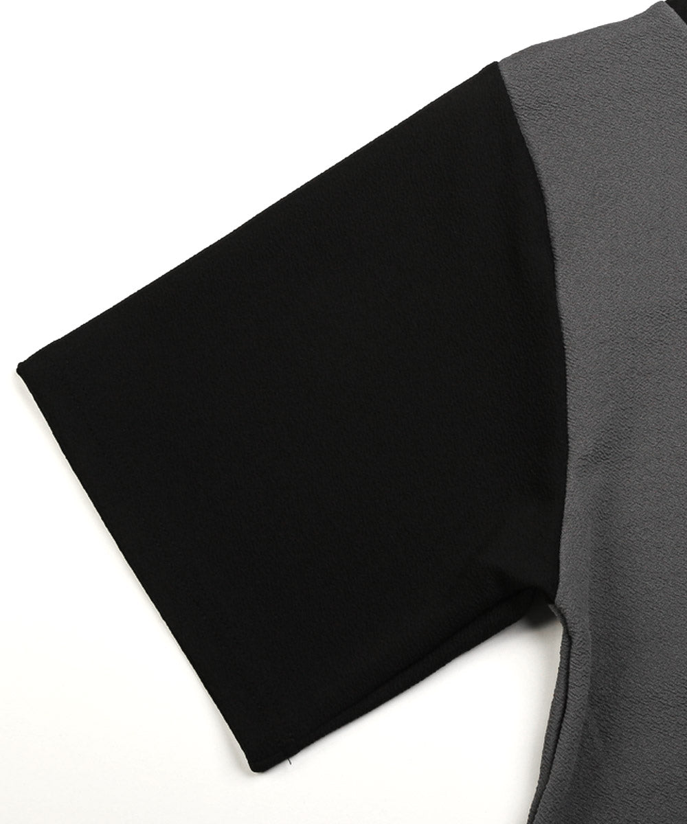 ラグスタイル LUXSTYLE 梨地カラー切り替え半袖Tシャツ/Tシャツ 半袖 メンズ レディース 半袖Tシャツ 春 夏 ビッグシルエット バイカラー