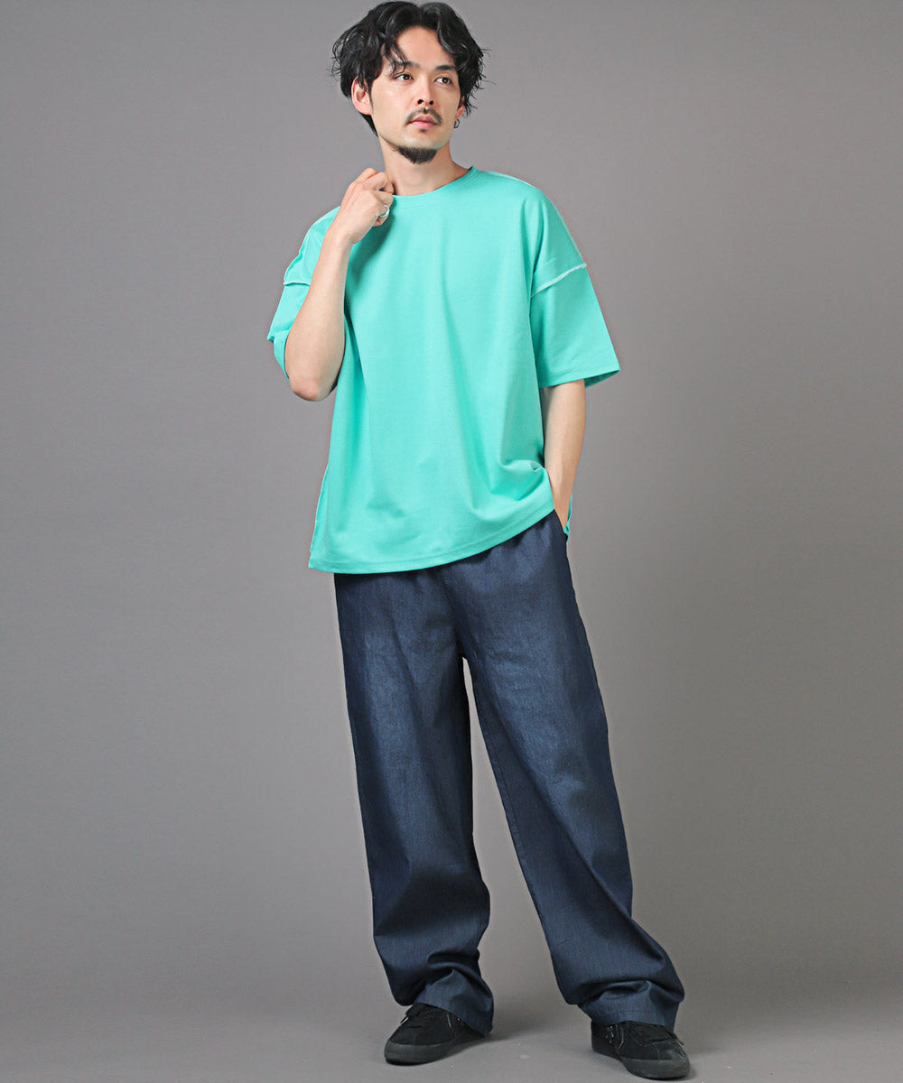 ラグスタイル LUXSTYLE 無地ステッチ半袖Tシャツ/Tシャツ 半袖 トップス メンズ レディース 春夏 サマー ビッグシルエット