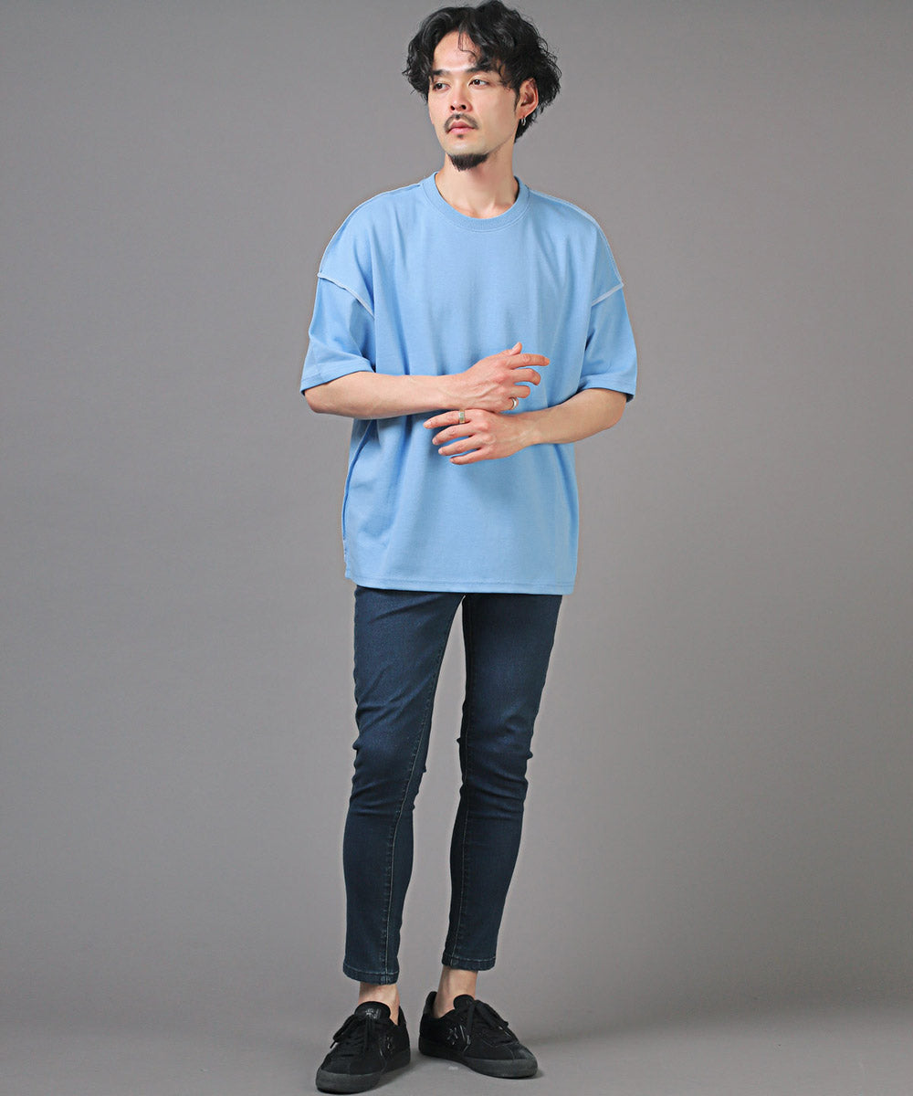 ラグスタイル LUXSTYLE 無地ステッチ半袖Tシャツ/Tシャツ 半袖 トップス メンズ レディース 春夏 サマー ビッグシルエット