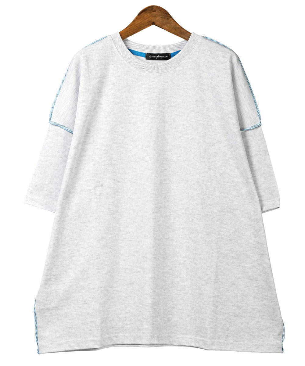 ラグスタイル LUXSTYLE 無地ステッチ半袖Tシャツ/Tシャツ 半袖 トップス メンズ レディース 春夏 サマー ビッグシルエット